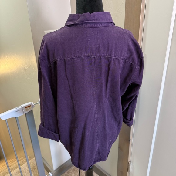 Pulp Women 100% Tencel Lyocell Relaxed Fit Plum Dark Purple Button Down Shirt L - Picture 5 of 8